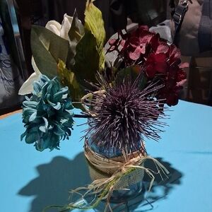 Rustic Floral Arrangement with Burlap Wrap